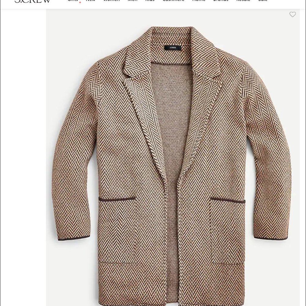 NWT J. Crew Sophie open-front sweater-blazer Large Brown Chevron